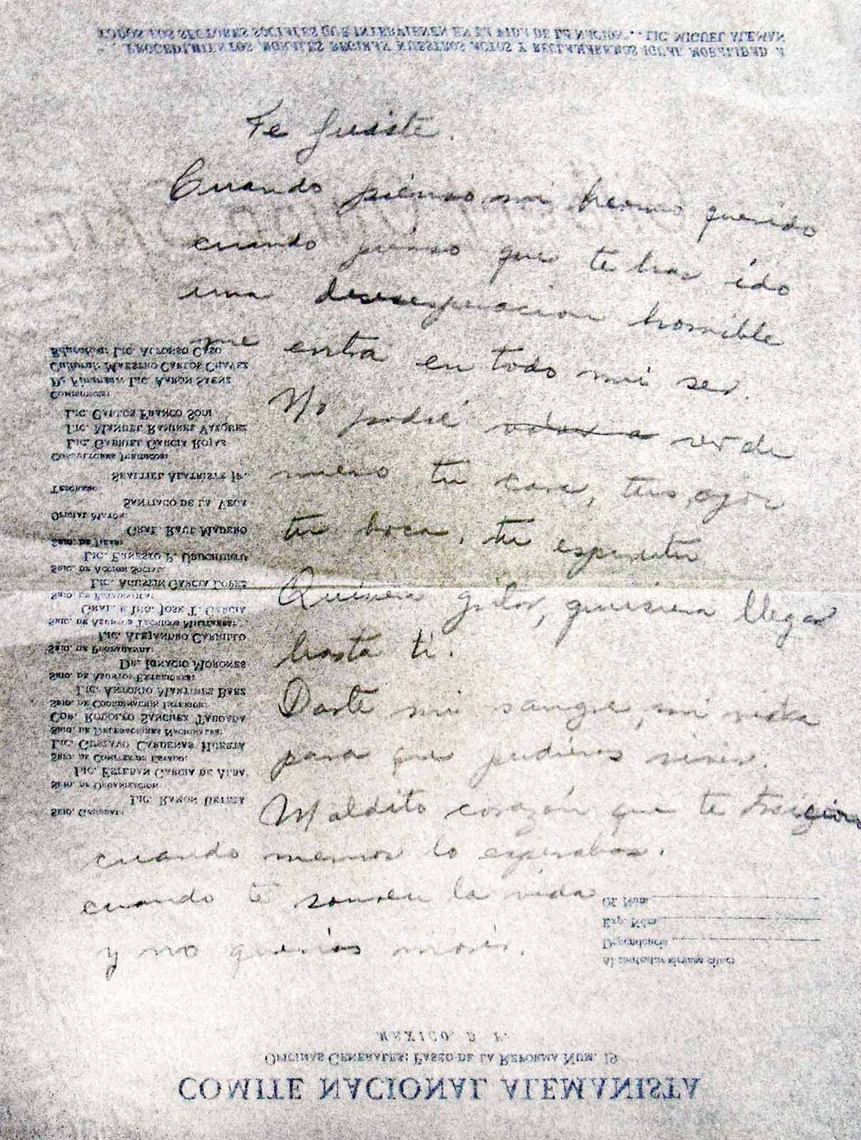 Poema “Te fuiste” de Armando de Maria y Campos por la muerte de su hermano. Manuscrito e inédito, 1941. (FAMC).
