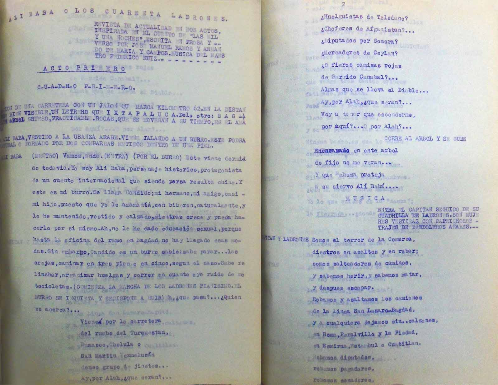 Alí Babá o los cuarenta ladrones, s/f. Acto primero, cuadro primero (fragmento). (FAMC).