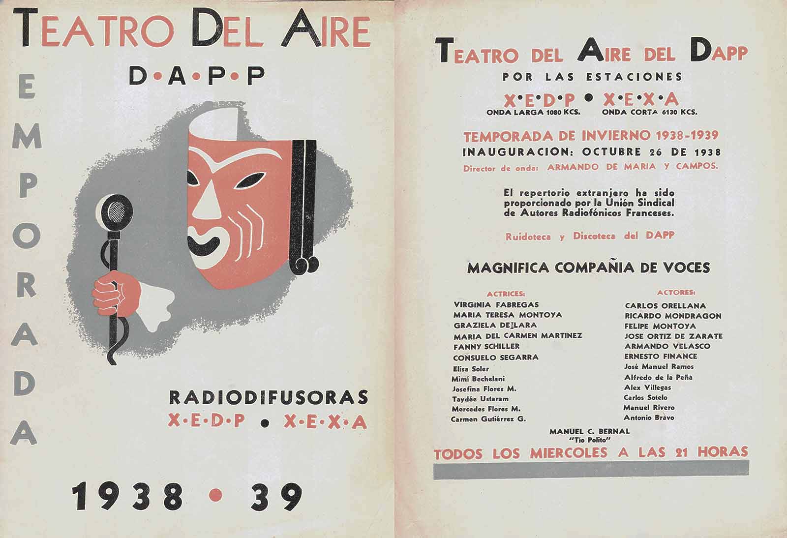 Teatro del aire, Temporada de invierno, 1938 – 1939. (Programa). (BA).