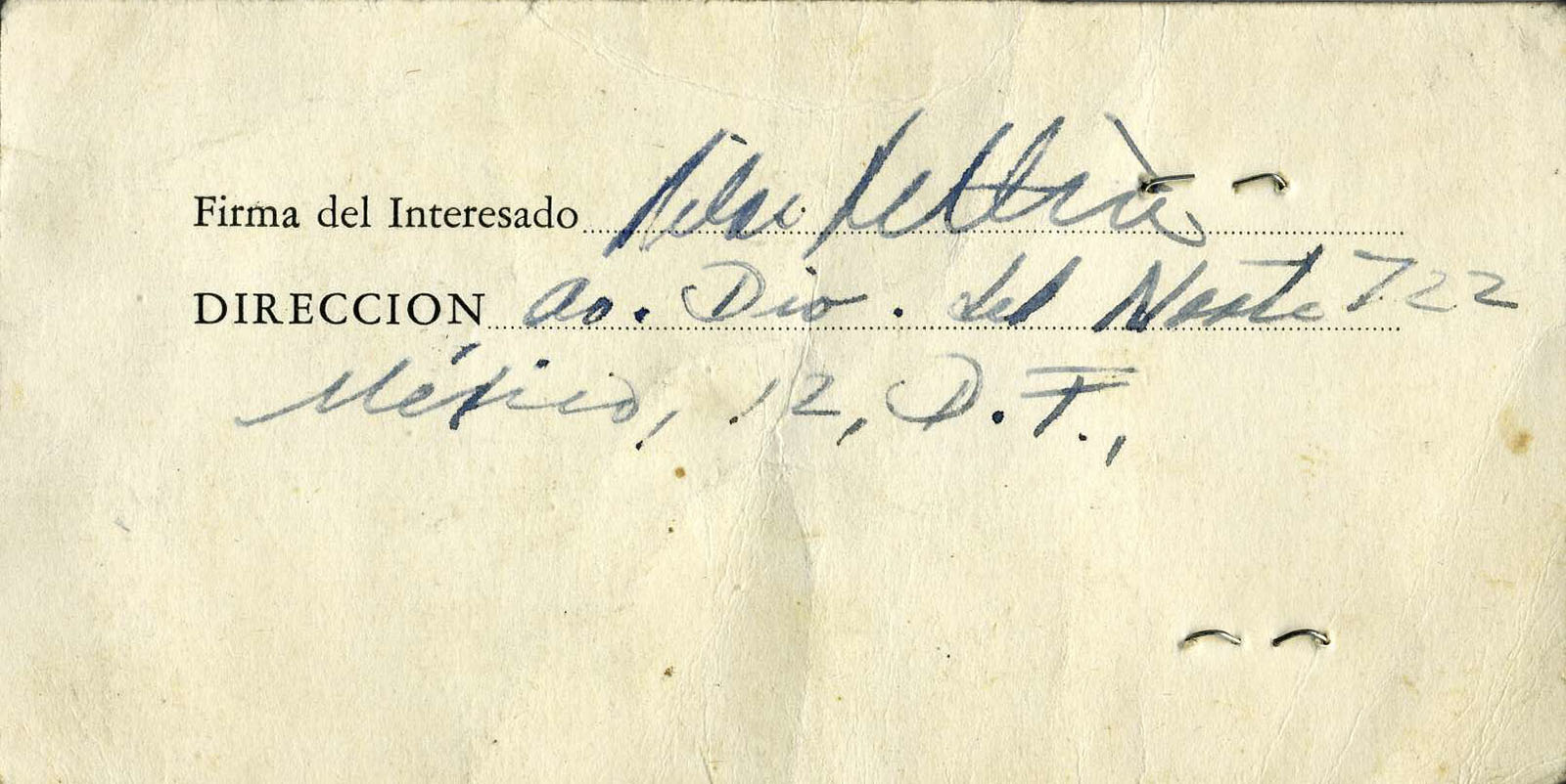 Credencial de profesora de danza del Instituto Nacional de Bellas Artes