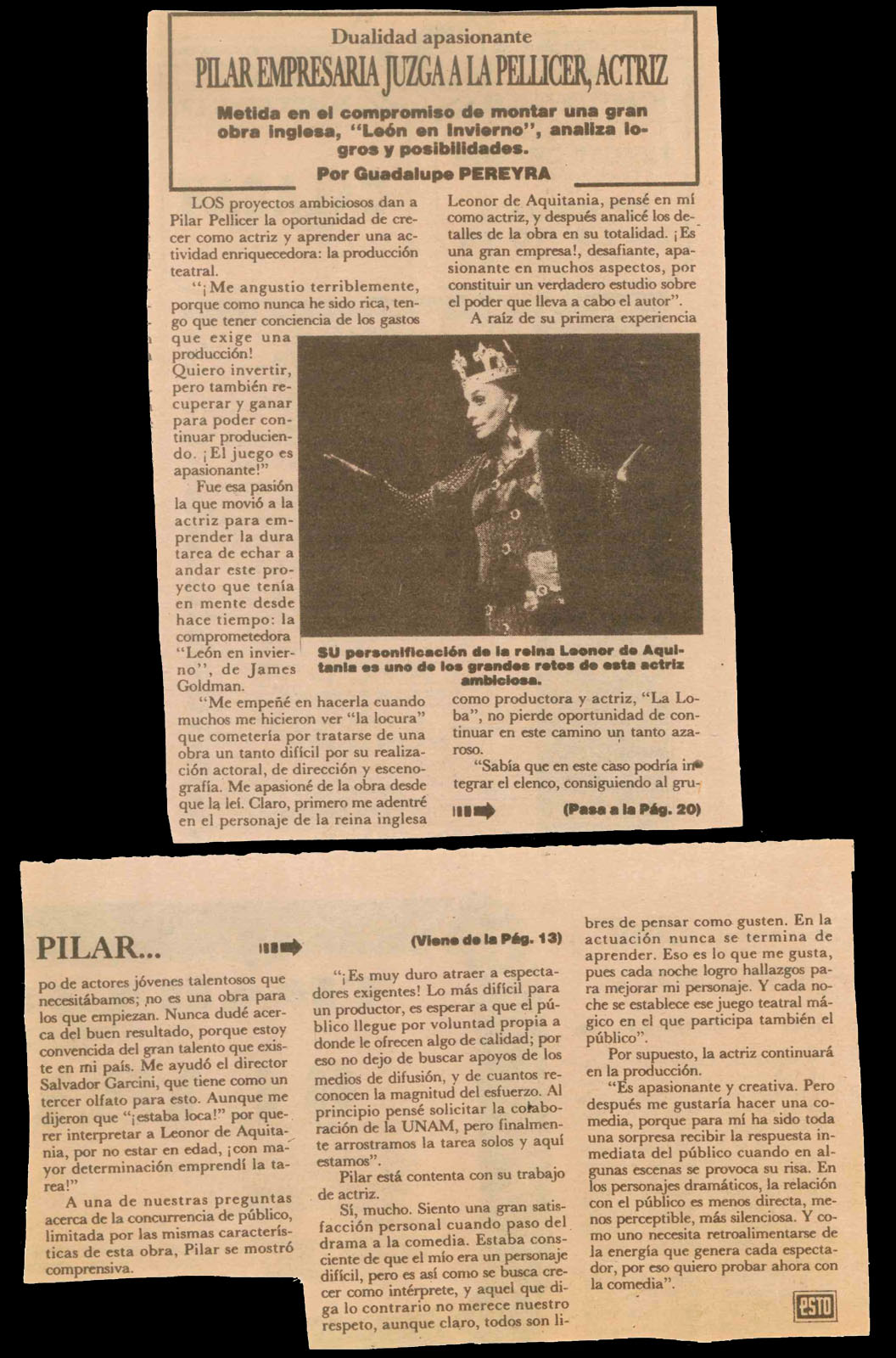 “Pilar empresaria juzga a la Pellicer actriz”