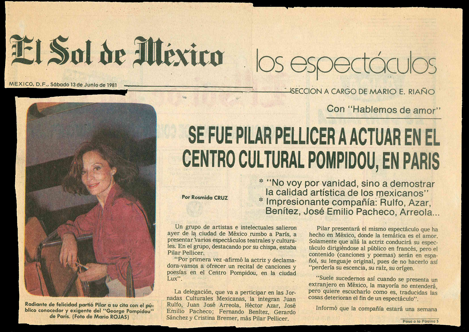 Rosmida Cruz, “Con Hablemos de amor, se fue Pilar Pellicer a actuar en el Centro Cultural Pompidou, en París”